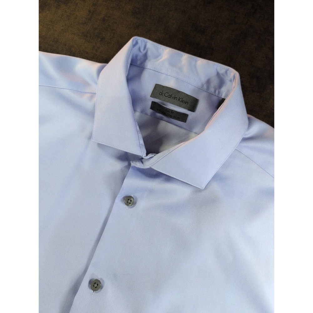 Calvin Klein Slim Fit‎ Infinite Non Iron Dress Shirt Lavender 16.5 32/33 Mens